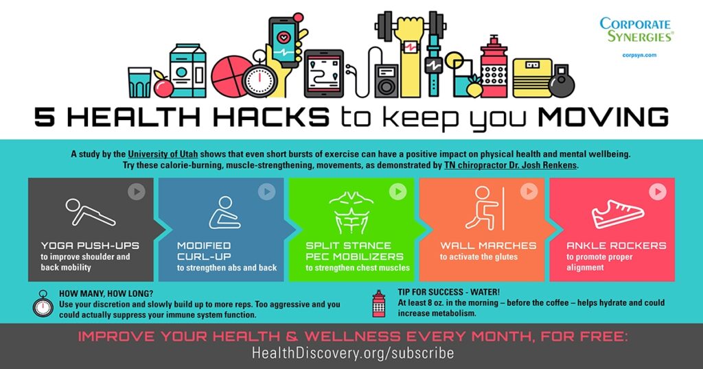 INFOGRAPHIC: 5 Health Hacks to Keep You Moving | HealthDiscovery.org