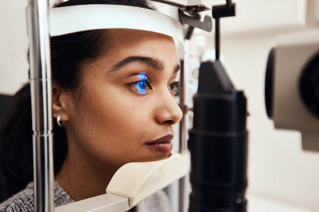young woman getting her eye’s examined | HealthDiscovery.org