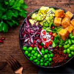 Vegan bowl for balanced diet with tofu, quinoa, vegetables & legumes is a nutrition trend | Corporate Synergies