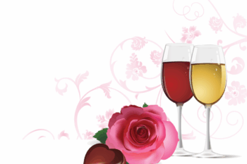 Red and white wine glass, rose and chocolate for surprising well-being | HealthDiscovery.org by BenefitsVIP