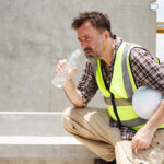 Construction worker drinking water following dehydration guide and warning signs | Corporate Synergies