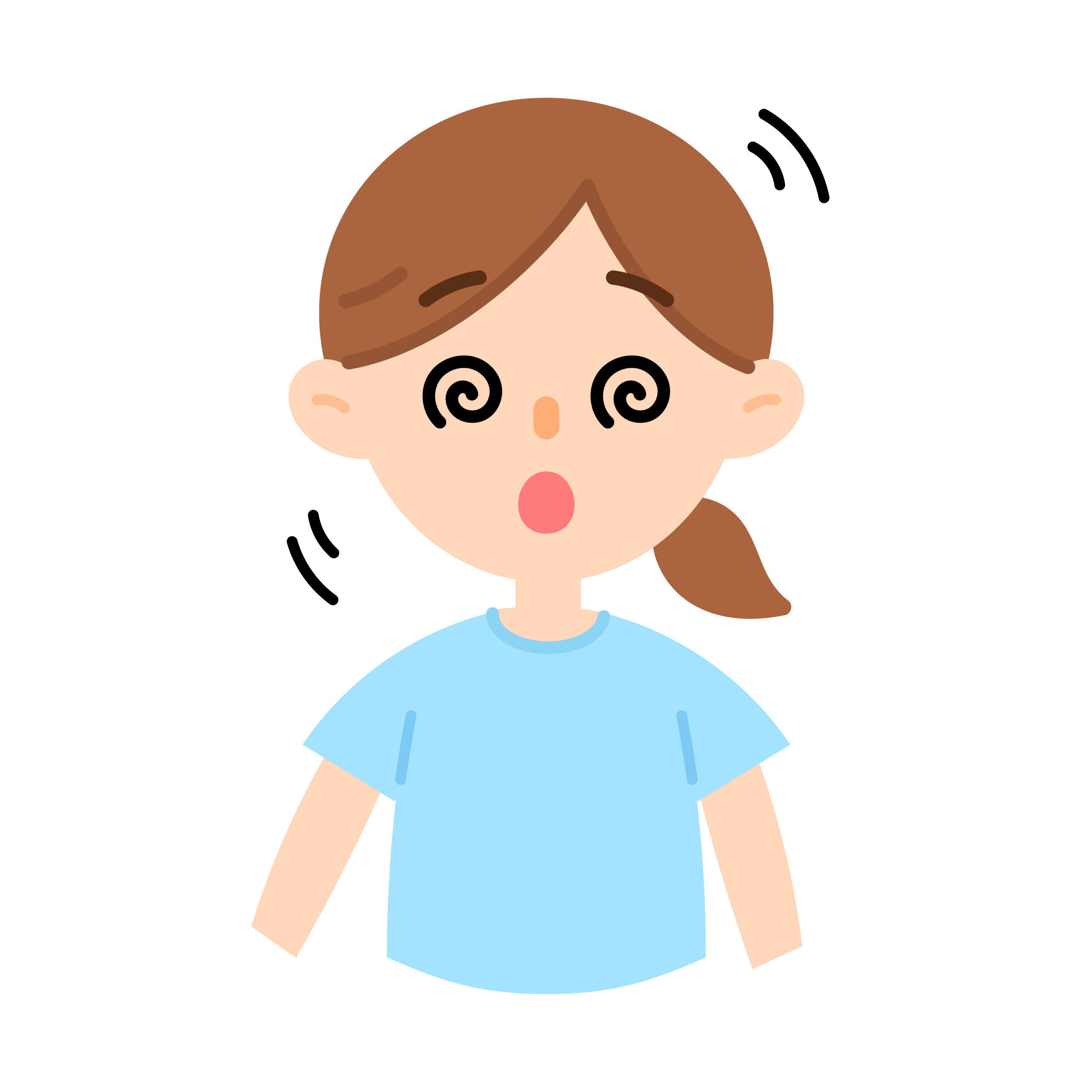 Illustration of a woman with symptoms of Meniere’s disease, feeling dizzy & unsteady | HealthDiscovery.org by BenefitsVIP®